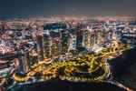 aerial view of city buildings during night time, Mexico